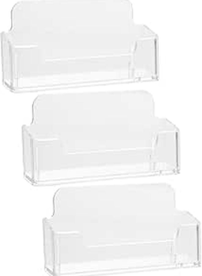 Clear Acrylic Business Card Holder Desktop Organizer Stand 3Pcs Office Desk Display Box - Image 1