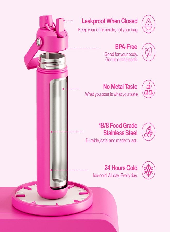 ENCOOL Insulated Water Bottle with Straw Stainless Steel Water Bottle, Leak-Proof, BPA-Free, Double Wall Vacuum Keeps Cold for 24 Hours for Sports, Travel, School (26 oz, Persian Rose) - Image 5