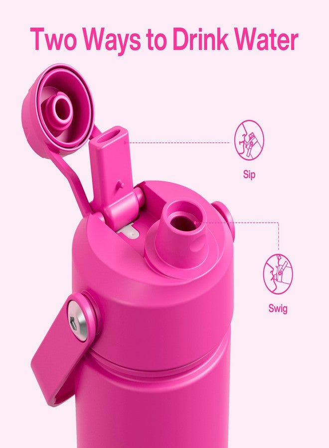 ENCOOL Insulated Water Bottle with Straw Stainless Steel Water Bottle, Leak-Proof, BPA-Free, Double Wall Vacuum Keeps Cold for 24 Hours for Sports, Travel, School (26 oz, Persian Rose) - Image 4