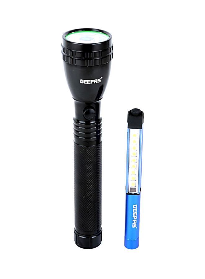 NIBEMINENT 2-Piece Rechargeable LED Flashlight Set Blue/Black  - Image 1