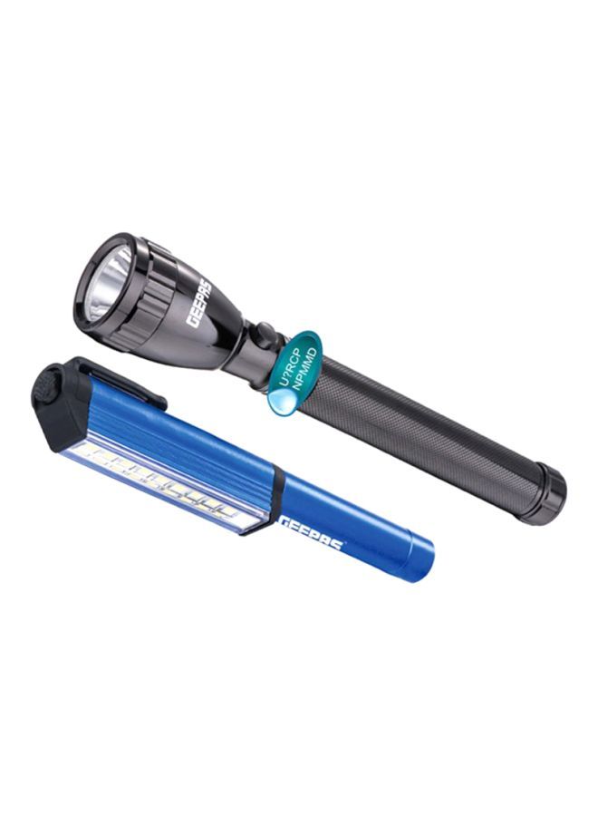 NIBEMINENT 2-Piece Rechargeable LED Flashlight Set Blue/Black  - Image 3