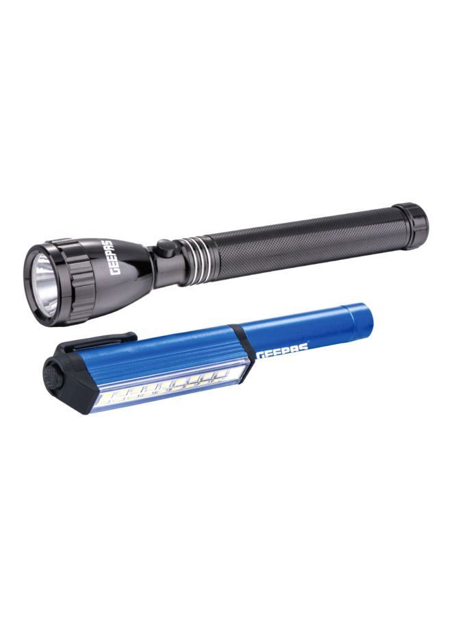 NIBEMINENT 2-Piece Rechargeable LED Flashlight Set Blue/Black  - Image 2