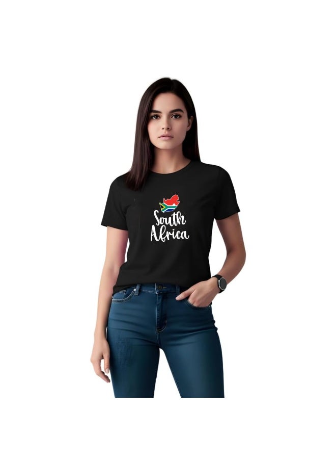 PRINTSHOP4ME South Africa Women’s T-Shirt | Soft Cotton Round Neck Short Sleeve Tee | Printed South Africa Theme Tee For Sports,Travel,Outdoor Walks And Daily Outfits - Image 1