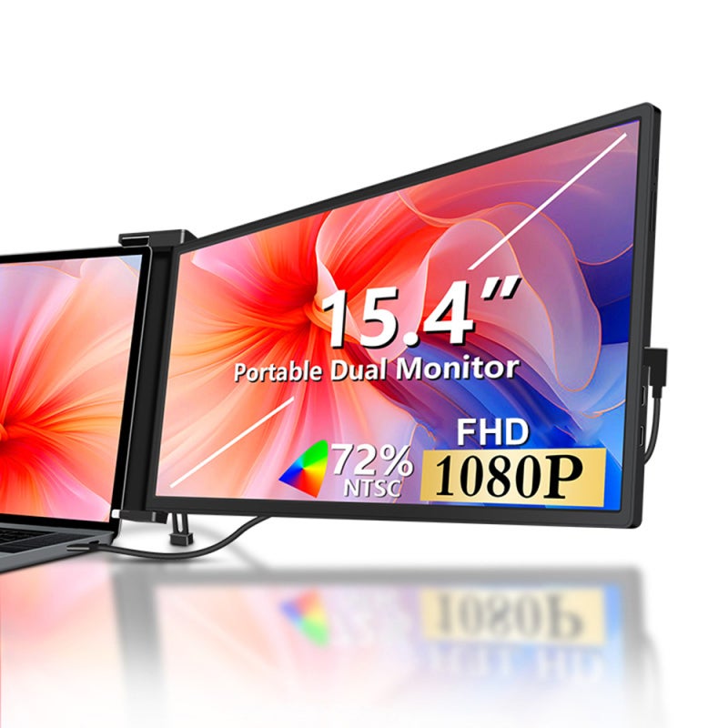 Portable Monitor 14-Inch FHD IPS Dual-Screen Laptop Expansion Monitor - 1920x1080P Extended Display with 180° Rotatable Design for Laptop Workstation - Image 1