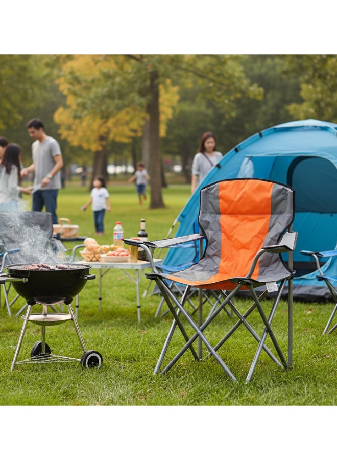 GO2CAMPS 2 Pcs Premium Foldable Camping Chair with Cup Holder | Heavy-Duty Steel Frame, 150 KG Weight Capacity | Lightweight, Compact Outdoor Chair for Desert Camping, Beach, Picnic, Travel, Trip & Fishing - [ORANGE] - Image 3