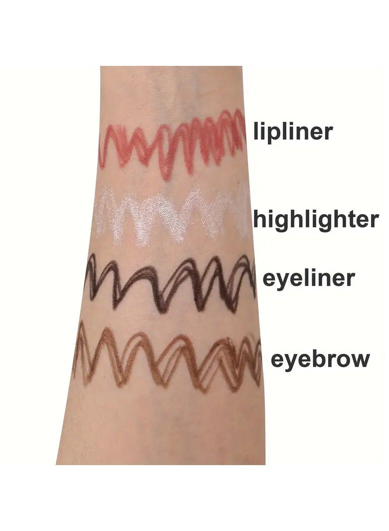 DubaiGallery Four-in-one Lip Liner Pen Four-color Lip Liner Highlighter Eyeliner Eyebrow Pen Multi-functional Matte Lipstick Makeup - Image 4