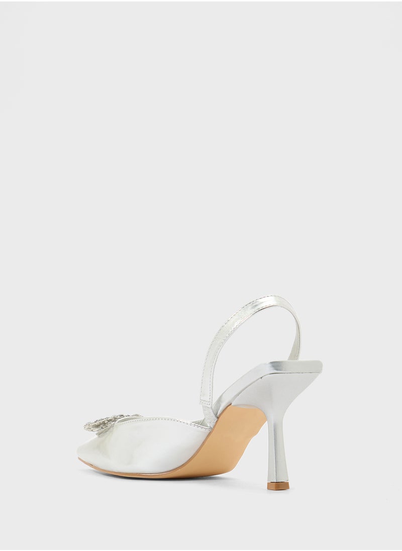 Truffle - Brochue Detail Sling Back Pointy High Heel Pump - Image 1
