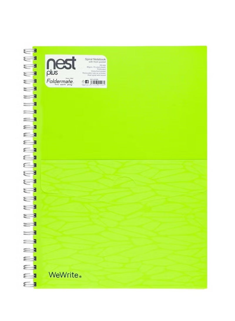 Foldermate 1-Piece A4 Size Spiral Lined Notebook with Divider & Pocket Assorted Colours - Image 3