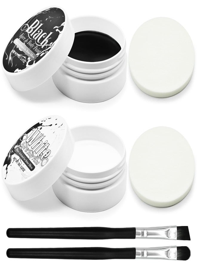 Paezm Black and White Face Paint Set - 2.47 oz Halloween Face Body Paint Skeleton Ghost Skull Cosplay Costume Professional SFX Corpse Special Effects Makeup Kit for Adults Kids Full Coverage Skin Paints - Image 1