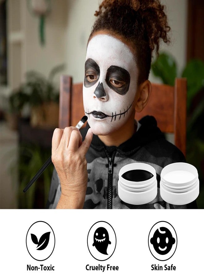 Paezm Black and White Face Paint Set - 2.47 oz Halloween Face Body Paint Skeleton Ghost Skull Cosplay Costume Professional SFX Corpse Special Effects Makeup Kit for Adults Kids Full Coverage Skin Paints - Image 4