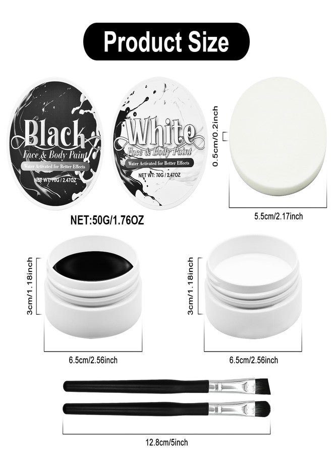 Paezm Black and White Face Paint Set - 2.47 oz Halloween Face Body Paint Skeleton Ghost Skull Cosplay Costume Professional SFX Corpse Special Effects Makeup Kit for Adults Kids Full Coverage Skin Paints - Image 2
