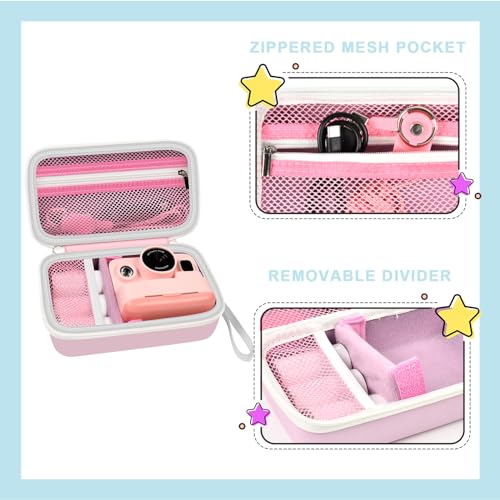 Grapsa Camera Case Compatible with DYLANTO for ESOXOFFORE for YTETCN for DUDUDRAGON for GKTZ for Dafotil Instant Print Camer, Kids Camera Storage Holder Organizer for Accessories (Box Only)-Pink - Image 4