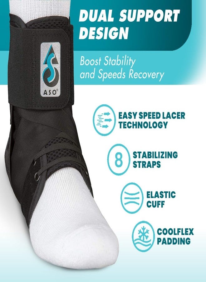 ميد سبيك Med Spec ASO Speed Lacer (كبير، أسود) - دعامة للكاحل لعلاج التواء الكاحل والتهاب وتر الشظية، دعم تقويمي للكاحل للرجال والنساء والبالغين والمراهقين والأطفال، التعافي من الإصابات الرياضية، 223615 - Image 4