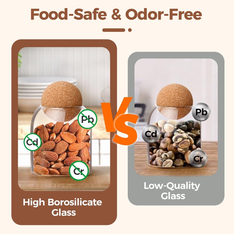 ComSaf Small Glass Jar with Ball Cork Lid 16 fl.oz Pack of 3, Decorative Cute Candy Coffee Suger Tea Jar, Versatile Used for Holding Salt Qtip Apothecary Cotton Swab and Gift - Image 3