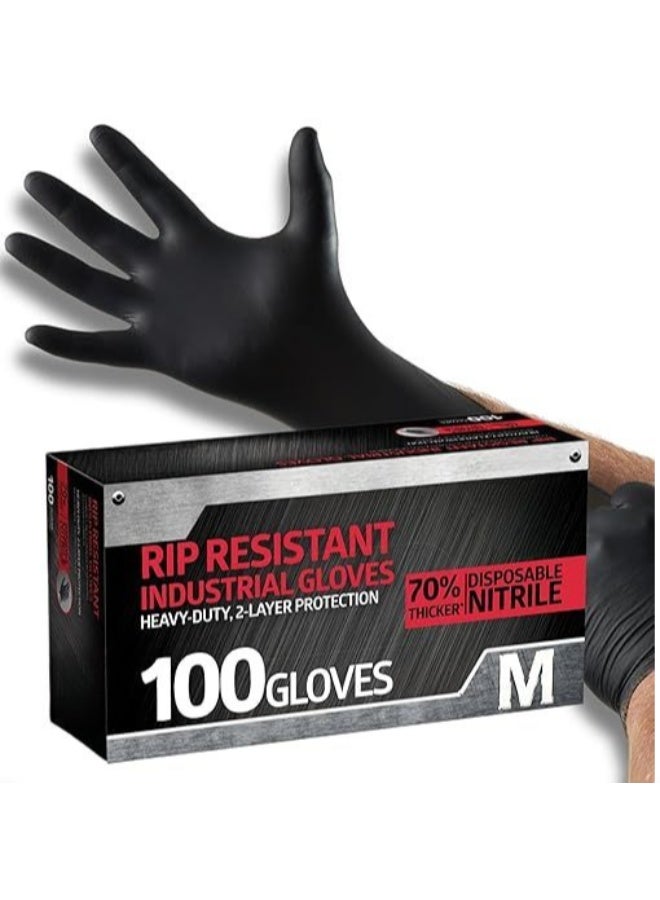 Heavy Duty Nitrile Gloves – Chemical Resistant, Latex-Free, Textured Grip, 100 Count for Safe & Durable Use - Image 1