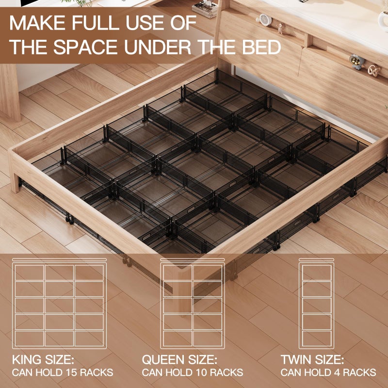 Gawerk Under Bed Storage with Wheels, Foldable Metal Mesh Underbed Storage Container Bins, Tool-free Assembly Clothes Drawer Organizer,2Pack - Image 4