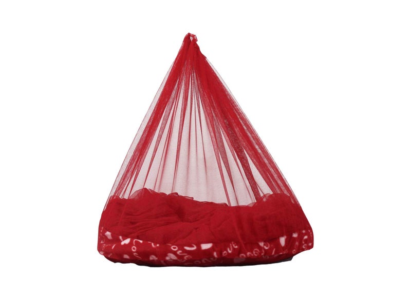 Creative Textiles Ceiling Hanging Mosquito Net I Machardani for Double Bed King Size I Polyster Canopy Circular Curtain for Bedroom I Keeps Away Insects and Flies - Red - Image 3