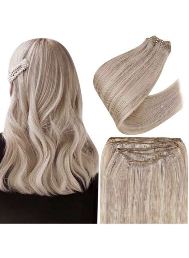 Easyouth Highlight Weft Sew In Hair Extensions Human Hair Weft Extensions Dirty Blonde Mix Light Blonde Sew In Hair Extensions Highlight Weft Hair Extensions Human Hair 18Inch 100G - Image 1