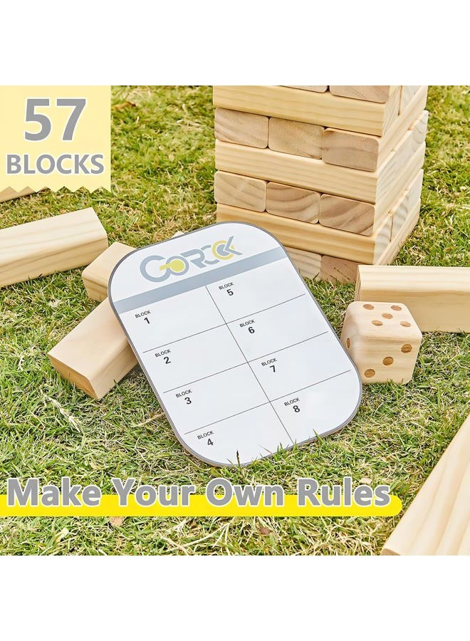 Gorock Giant Tumbling Tower Game，57Pcs Wooden Block Stacking Game （Over 4.2FT），Classic Family Indoor Outdoor Yard Party Games for Kids and Adults with Carry Bag - Image 5