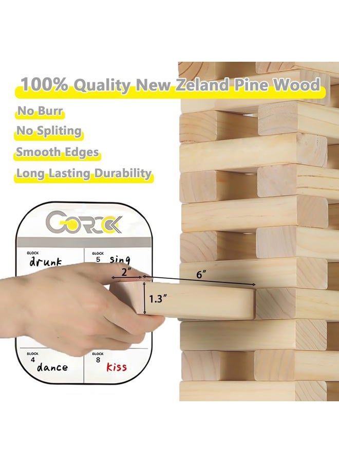 Gorock Giant Tumbling Tower Game，57Pcs Wooden Block Stacking Game （Over 4.2FT），Classic Family Indoor Outdoor Yard Party Games for Kids and Adults with Carry Bag - Image 4