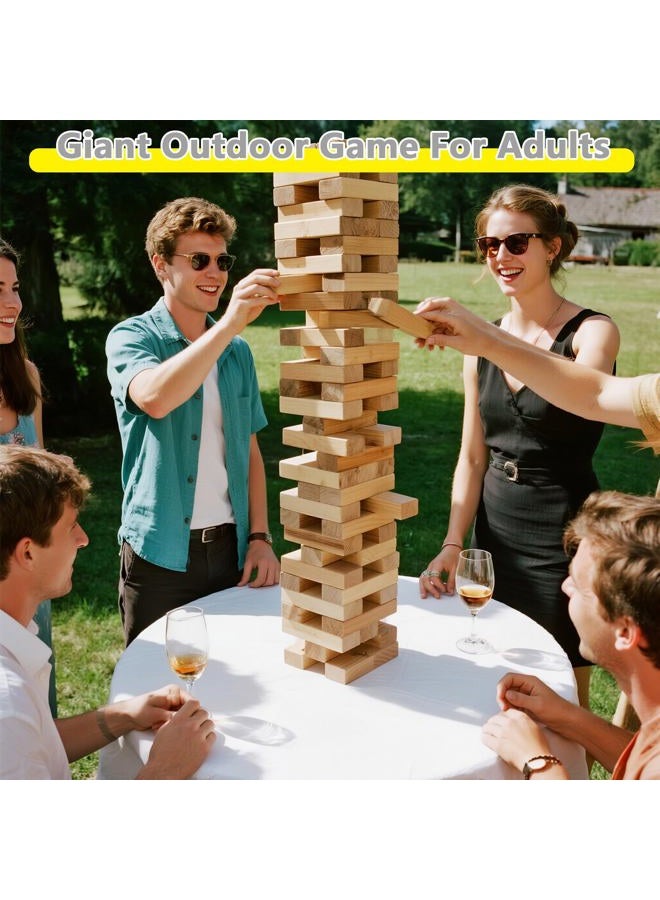 Gorock Giant Tumbling Tower Game，57Pcs Wooden Block Stacking Game （Over 4.2FT），Classic Family Indoor Outdoor Yard Party Games for Kids and Adults with Carry Bag - Image 2