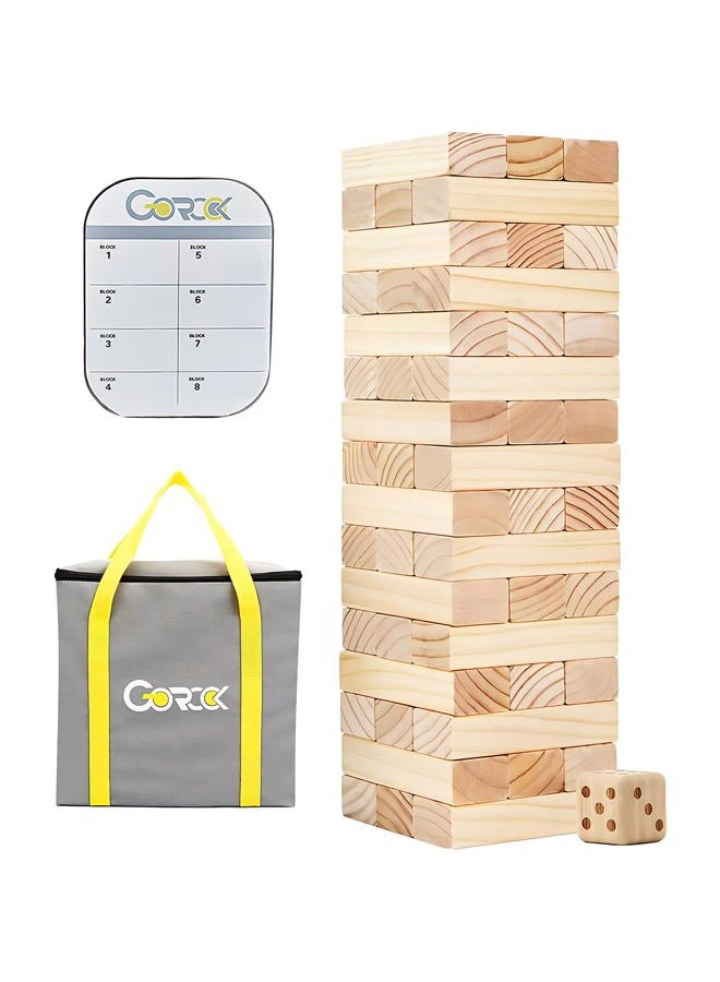 Gorock Giant Tumbling Tower Game，57Pcs Wooden Block Stacking Game （Over 4.2FT），Classic Family Indoor Outdoor Yard Party Games for Kids and Adults with Carry Bag - Image 1