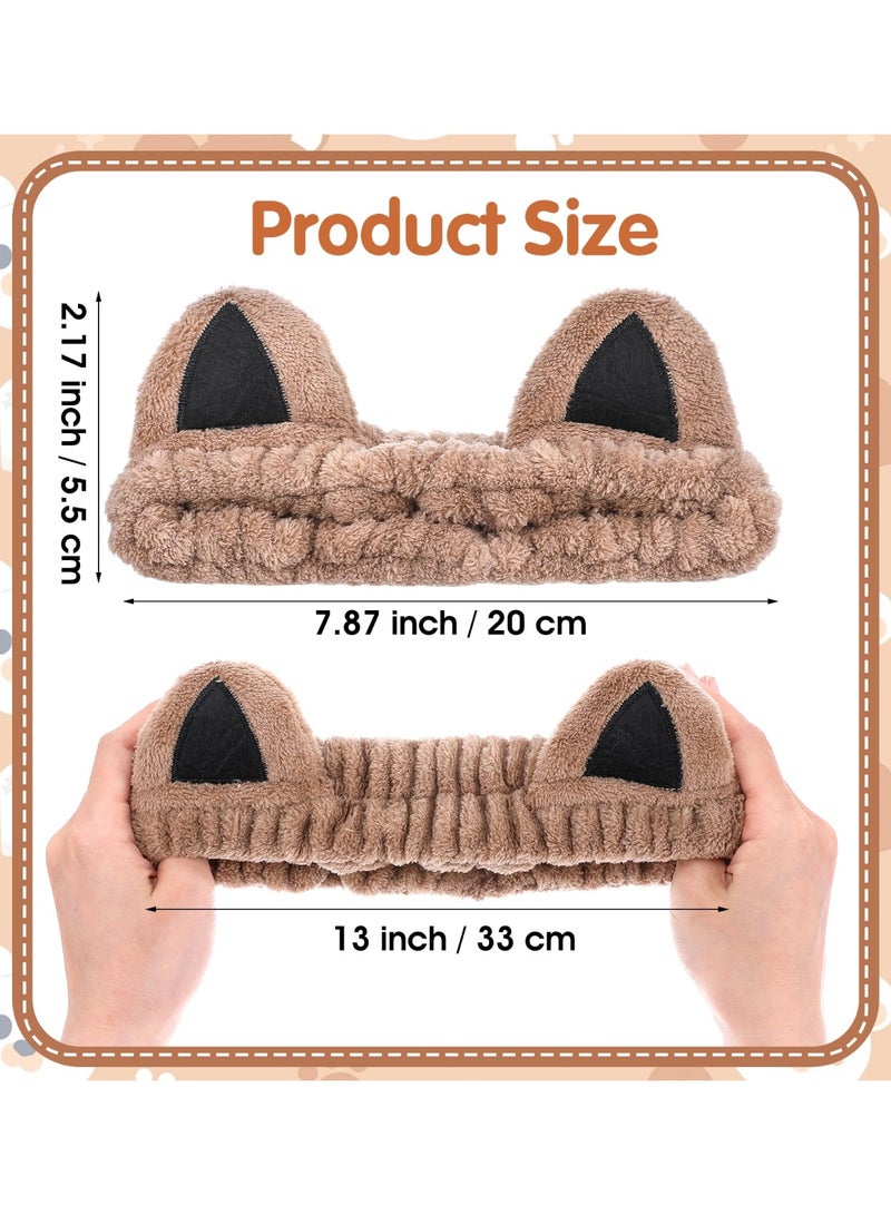 1 Pcs Face Headband for Skincare, Cat Ear Spa Headband for Washing Face & Makeup, Soft Coral Fleece Cat Ears Hair Accessories for Women & Girls - Image 2