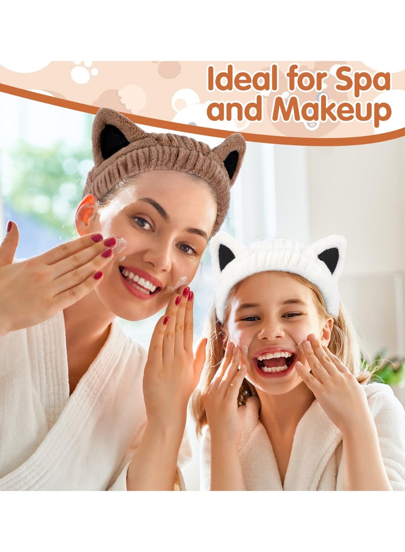 1 Pcs Face Headband for Skincare, Cat Ear Spa Headband for Washing Face & Makeup, Soft Coral Fleece Cat Ears Hair Accessories for Women & Girls - Image 4