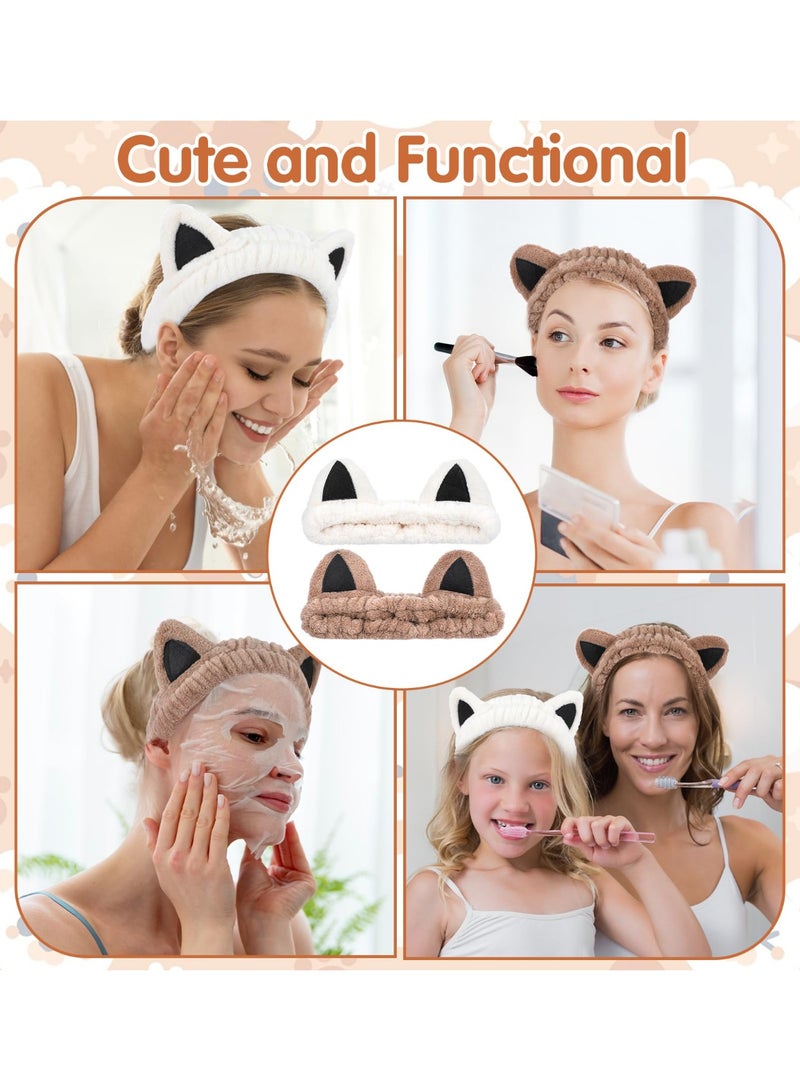 1 Pcs Face Headband for Skincare, Cat Ear Spa Headband for Washing Face & Makeup, Soft Coral Fleece Cat Ears Hair Accessories for Women & Girls - Image 5