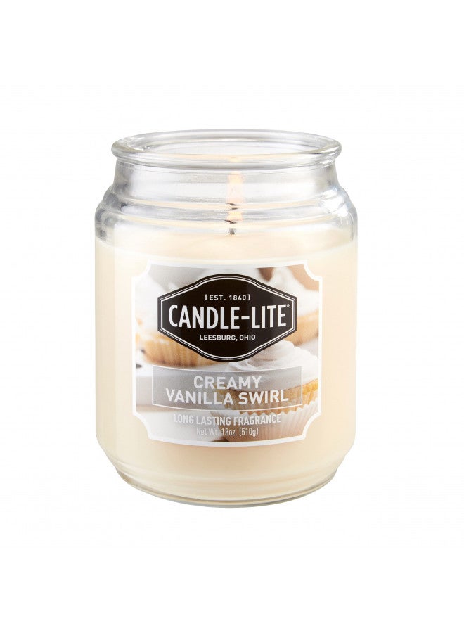 Candle-lite Scented Candles, Creamy Vanilla Swirl Fragrance, One 18 oz. Single-Wick Aromatherapy Candle with 110 Hours of Burn Time, Off-White Color - Image 1
