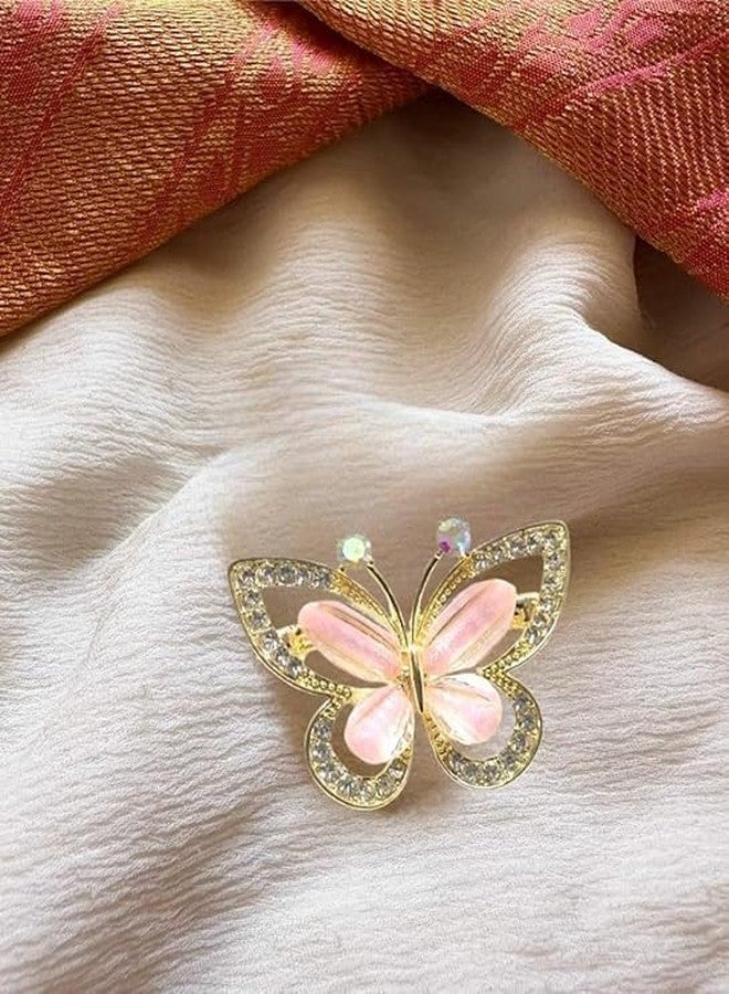 ZUGAD Bridal Butterfly Brooch Pin for Women Vibrant Multicolor Rhinestone Saree Brooch in Metal Enamel Elegant Dress Accessory for Scarf, Wedding, Party, Formal & Ethnic Wear (1PCS) (Multicolor) - Image 4