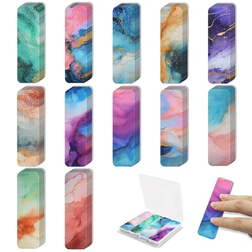 TOEMUR 48 Pieces Anxiety Sensory Stickers with Storage Box - Calming Strips with 2 Textured Stickers for Adults Desk Fidget - Teacher Must Haves (Marble) - Image 1