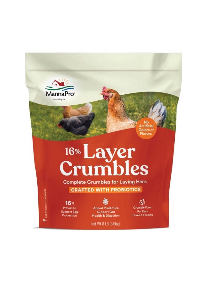 مانا برو علف دجاج مانا برو - 16% بروتين مفتت مع البروبيوتيك، غذاء دجاج كامل لإنتاج البيض، كيس 8 أرطال - Image 1