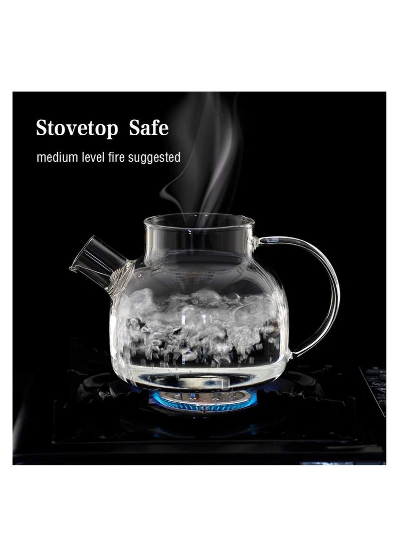 SYOSI - Glass Teapot Stovetop Safe,30.4oz Clear Teapots with Removable Filter Spout,Teapot for Loose Leaf and Blooming Tea - Image 1