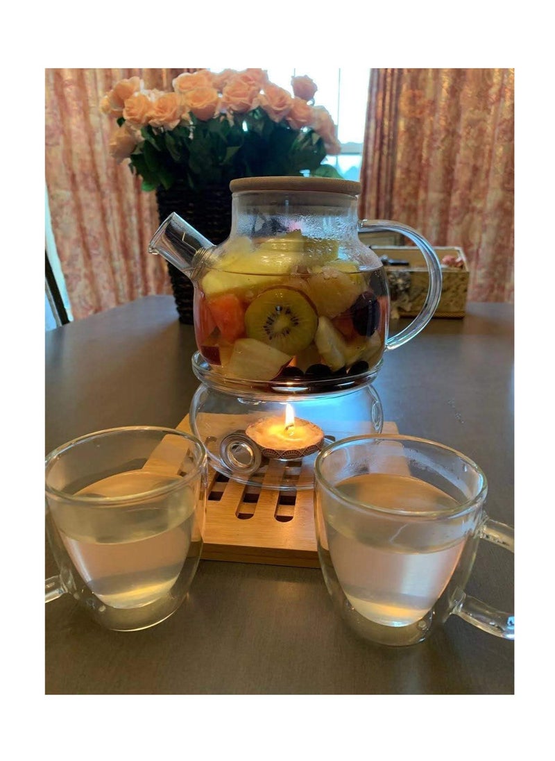 SYOSI - Glass Teapot Stovetop Safe,30.4oz Clear Teapots with Removable Filter Spout,Teapot for Loose Leaf and Blooming Tea - Image 1