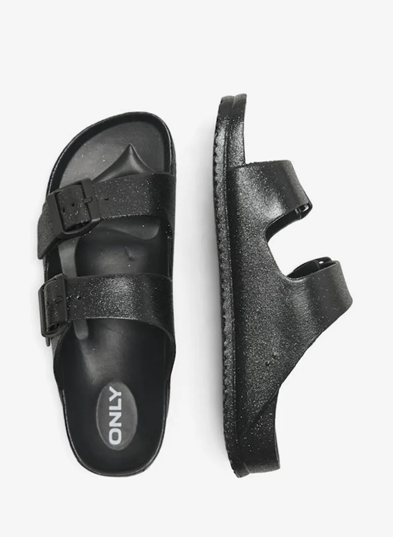 Only Black Cristy Glitter Eva Flat Sandals for Women | Best Price UAE