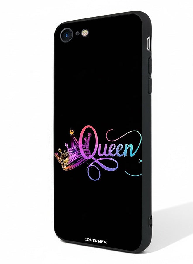 Covernex Apple iPhone 8 Protective Case Cover Printed Featuring The Queen with Holographic Crown - Image 1