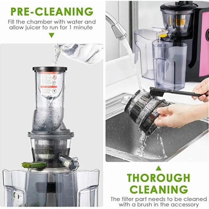 ZAMZIN Best Slow Juicer Machine: Cold Press Juicer, Mixer Grinder, Orange Juice Maker with Wide Mouth, Easy Clean, High Juice Yield for Fruits & Vegetables - Stainless Steel, Quiet Operation, Anti-Drip Design - Image 3