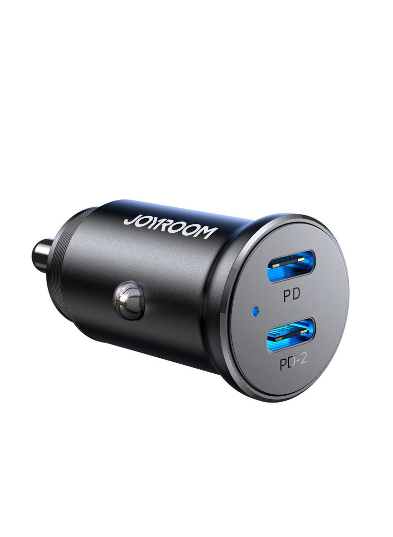 JOYROOM JR-CCN06 C+C 30W Mini Metal Car Charger black - Image 1