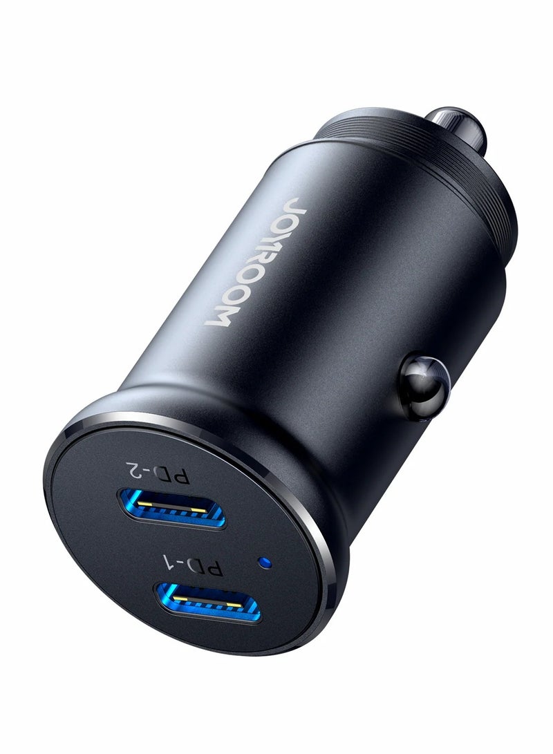 JOYROOM JR-CCN06 C+C 30W Mini Metal Car Charger black - Image 2