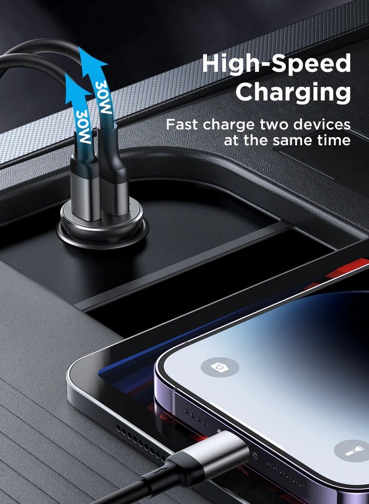 JOYROOM JR-CCN06 C+C 30W Mini Metal Car Charger black - Image 5