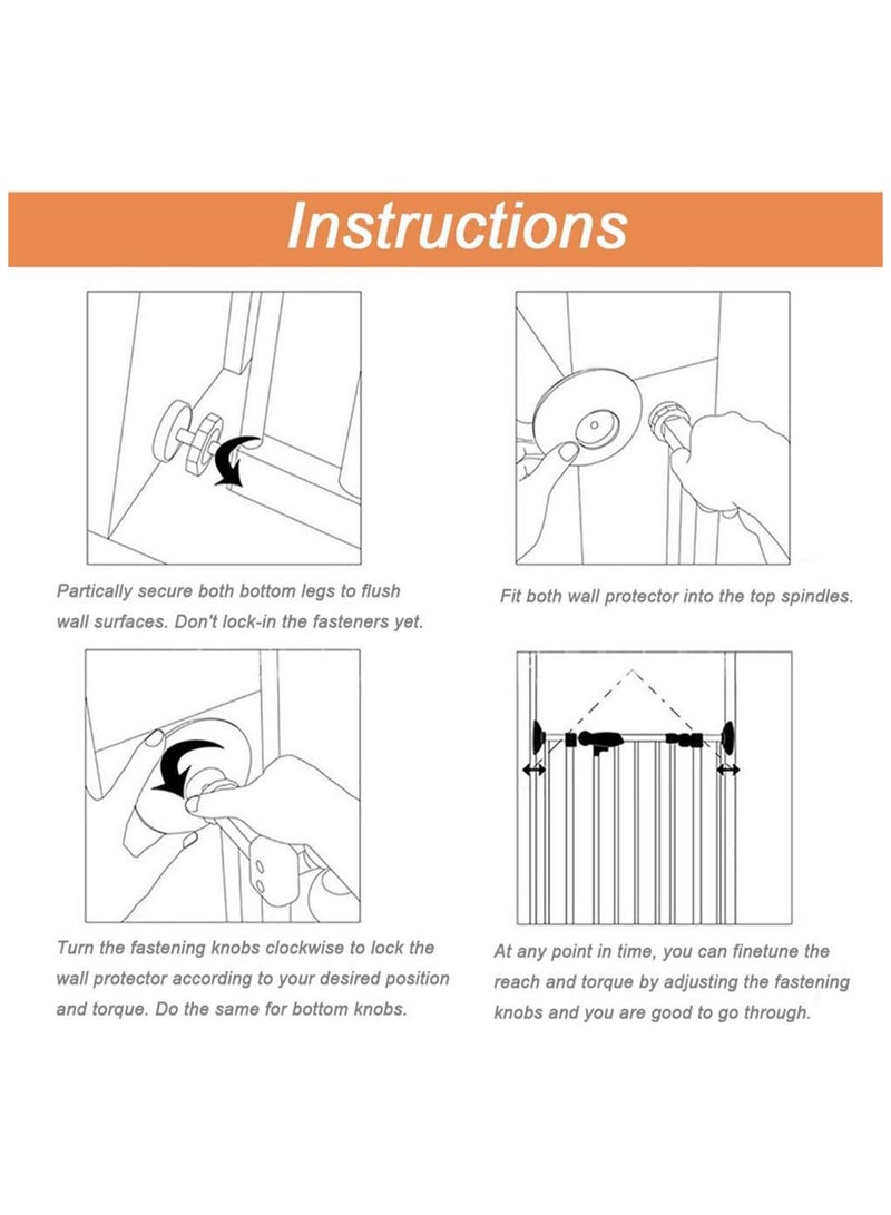 SOLARAE Rongrong 4 Packs Pressure Mounted Baby Gates Threaded Spindle Rods, Walk Thru Gates Accessory M10 x 10MM Screw Bolts Kit for Baby Gates Stair Gates Dog Gate Pet Gates (Orange) - Image 5