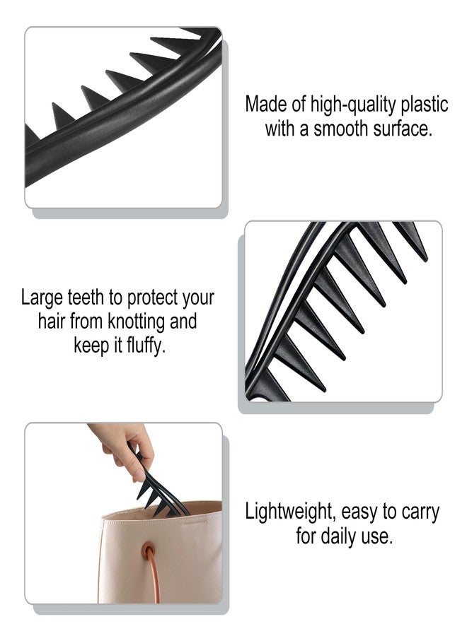 Quacc 2 PCS Wide Tooth Curling Combs Sturdy Plastic Curly Hair Comb, Salon Hairstyle Comb, Large Shark Tooth Combs for Thick Curly Wig Wet Long Wavy Hair (Black) - Image 2
