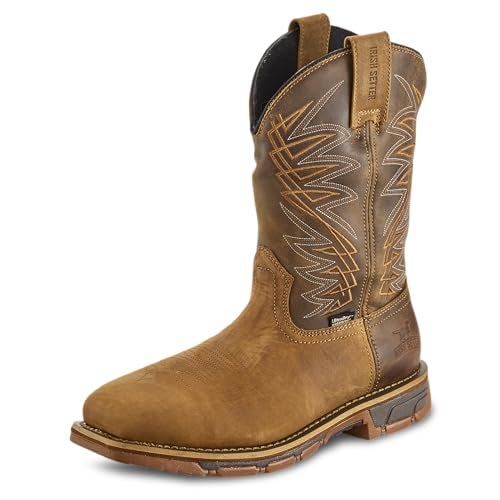 Irish Setter, Marshall, Men’s, 11", Waterproof, Steel Safety Toe, Pull-On Work Boot, Brown, 12 EE (Wide) - Image 1