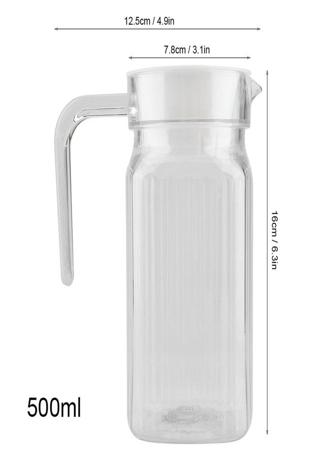 Kodrily Plastic Small Pitcher with Lid, Transparent Acrylic Pitcher with Lid, Square Shape Pitchers Beverage Pitchers, Not Easy to Break Acrylic Lemonade Jug for Juice Milk (16.9fl oz) - Image 2