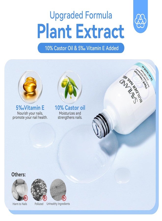 SAVILAND Clear Builder Nail Gel Kit: 3 Pcs 15ml Builder Nail Gel Base Top Gels with Castor Oil Vitamin E Apex Building for Thickening Extension Strengthening Repair Nails Art DIY Home Salon Gift Set - Image 3