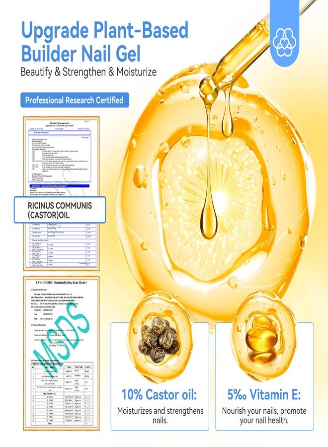 SAVILAND Clear Builder Nail Gel Kit: 3 Pcs 15ml Builder Nail Gel Base Top Gels with Castor Oil Vitamin E Apex Building for Thickening Extension Strengthening Repair Nails Art DIY Home Salon Gift Set - Image 2