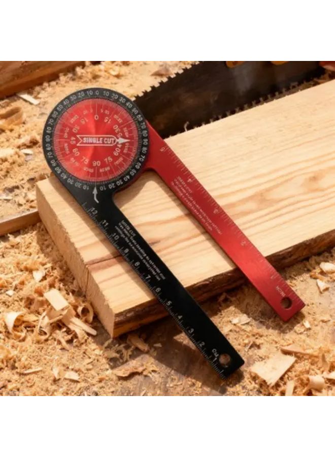 2025 Upgraded Red And Black Aluminum Alloy 360 Protractor Woodworking Angle Cutting Locator - Image 2