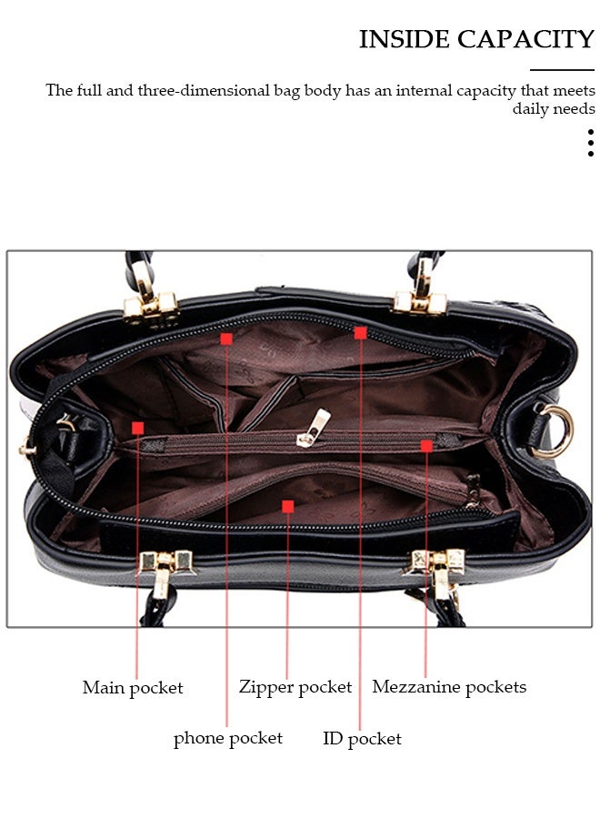 DUNISO Women's Vintage Tote Bag Handbags with Large Capacity Faux Leather Shoulder Bag Ladies Fashion Designer Satchel Crossbody Bag with Detachable Strap for Ladies - Image 5