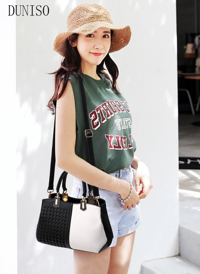 DUNISO Women's Vintage Tote Bag Handbags with Large Capacity Faux Leather Shoulder Bag Ladies Fashion Designer Satchel Crossbody Bag with Detachable Strap for Ladies  - Image 2